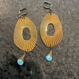 Beautiful brass and turquoise bead drop earrings